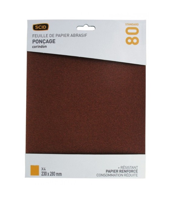 Papier Corindon 230 x 280 mm - Grain 80 - Lot de 4 - SCID