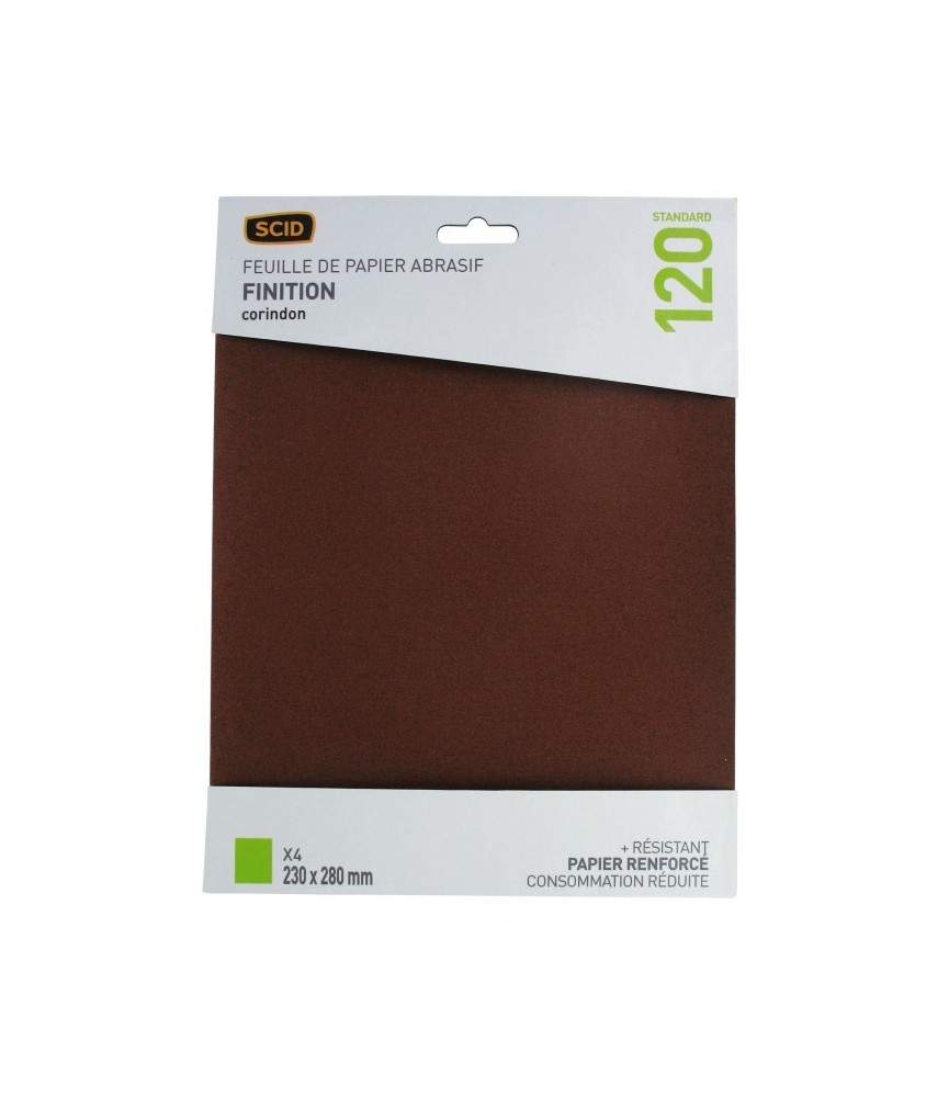 Papier Corindon 230 x 280 mm - Grain 120 - Lot de 4 - SCID Papier Corindon 230 x 280 mm - Grain 120 - Lot de 4 - SCID