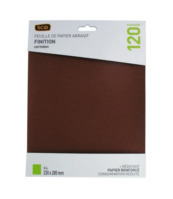 Papier Corindon 230 x 280 mm - Grain 120 - Lot de 4 - SCID