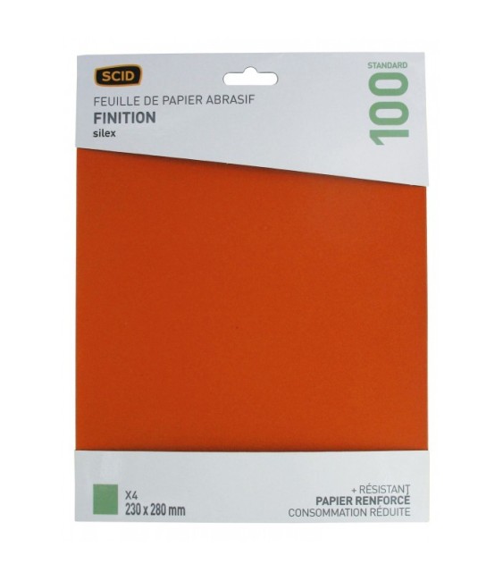 Papier de verre - x 4 - Grain 100 - 230 x 280 mm - SCID