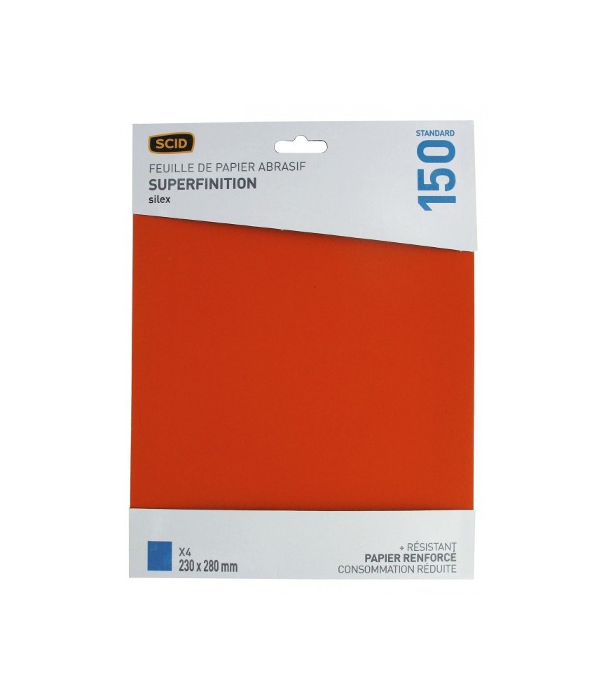 Papier de verre - x 4 - Grain 150 - 230 x 280 mm -SCID