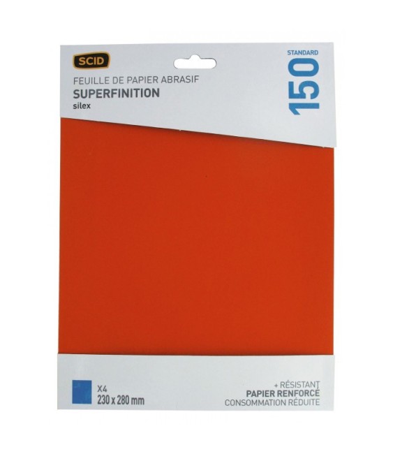 Papier de verre - x 4 - Grain 150 - 230 x 280 mm -SCID