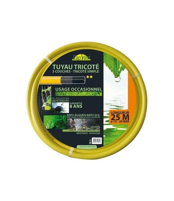 Tuyau tricoté 3 couches TP - 25 M -  15 mm - CAP VERT