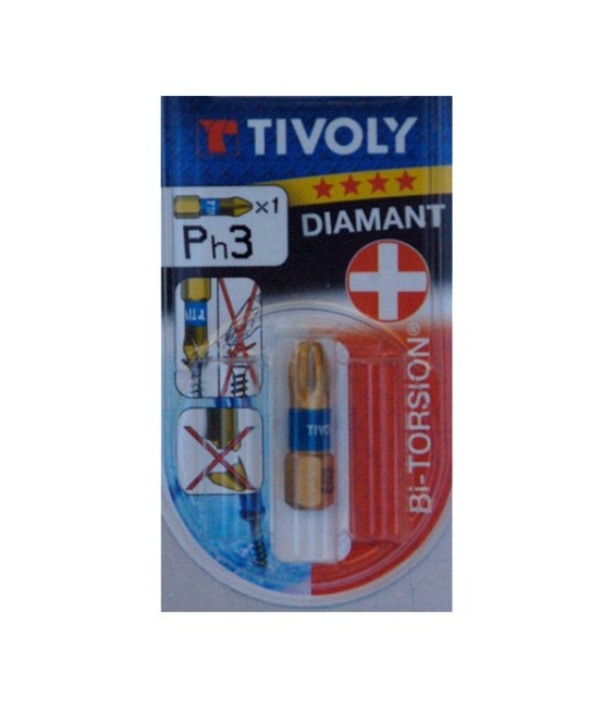 Embout de vissage - Bi-torsion Diamant - PH 3 - Vis Philips 25 mm - TIVOLY