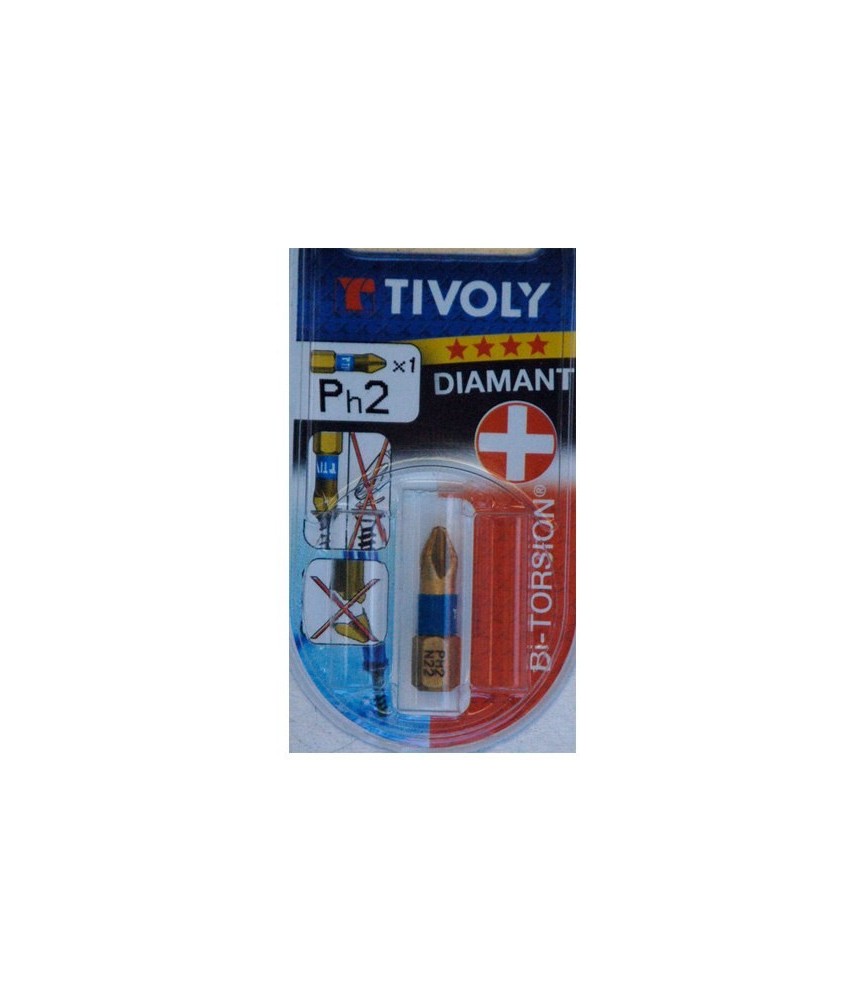 Embout de vissage - Bi-torsion Diamant - PH 2 - Vis Philips 25 mm - TIVOLY