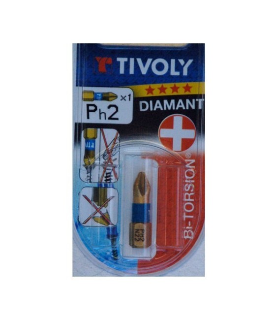 Embout de vissage - Bi-torsion Diamant - PH 2 - Vis Philips 25 mm - TIVOLY