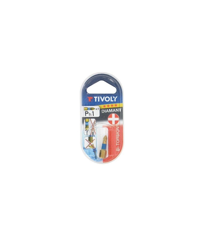 Embout de vissage - Bi-torsion Diamant - PH 1 - Vis Philips 25 mm - TIVOLY