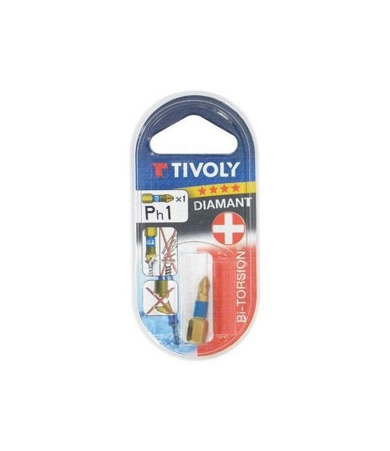 Embout de vissage - Bi-torsion Diamant - PH 1 - Vis Philips 25 mm - TIVOLY