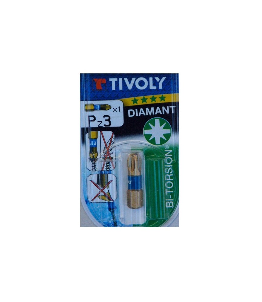 Embout de vissage - Bi-torsion Diamant - PZ 3 - Vis PZ 25 mm - TIVOLY Embout de vissage - Bi-torsion Diamant - PZ 3 - Vis PZ 25 mm - TIVOLY