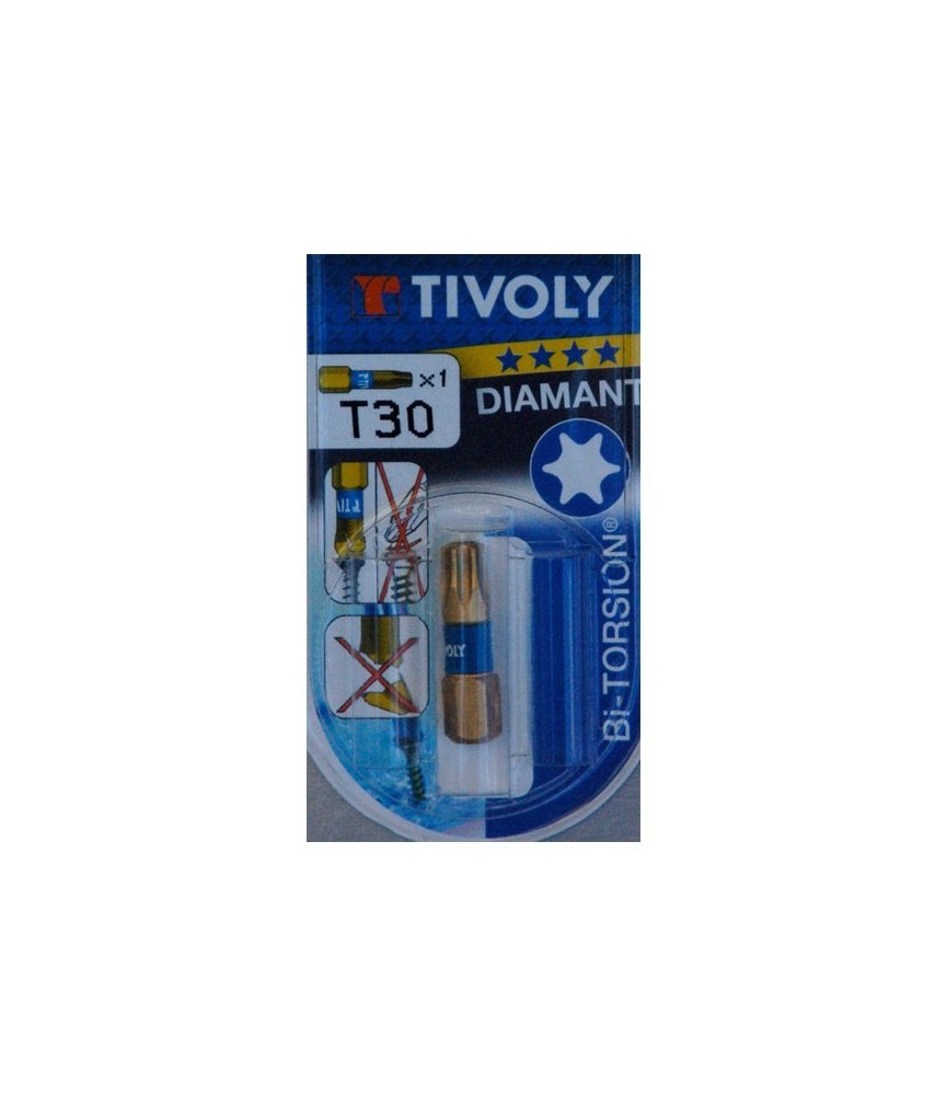 Embout de vissage - Bi-torsion T30 - Vis Torx 25 mm - TIVOLY Embout de vissage - Bi-torsion T30 - Vis Torx 25 mm - TIVOLY
