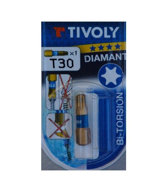 Embout de vissage - Bi-torsion T30 - Vis Torx 25 mm - TIVOLY