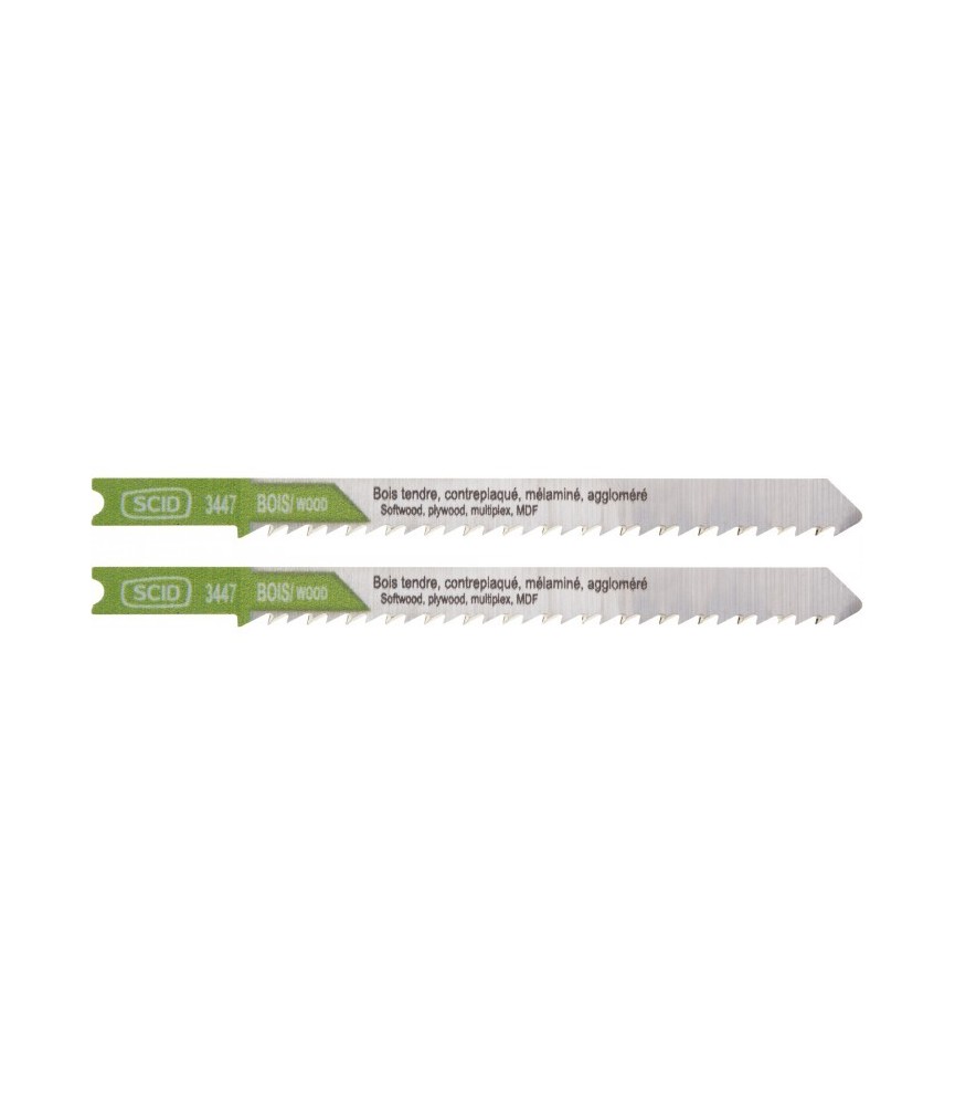 Lame de scie sauteuse bois accroche en U - 75 x 2.5 mm - Lot de 2 - SCID