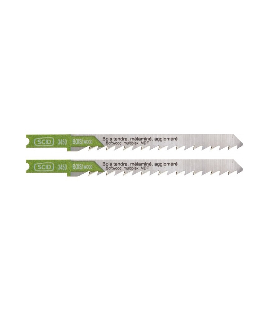 Lame pour scie sauteuse pour bois - Accroche en T - 75 x 4 mm - Lot de 2 - SCID