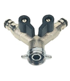 Nez de robinet 2 voies pour raccord automatique - 20 x 27 mm - CAP VERT