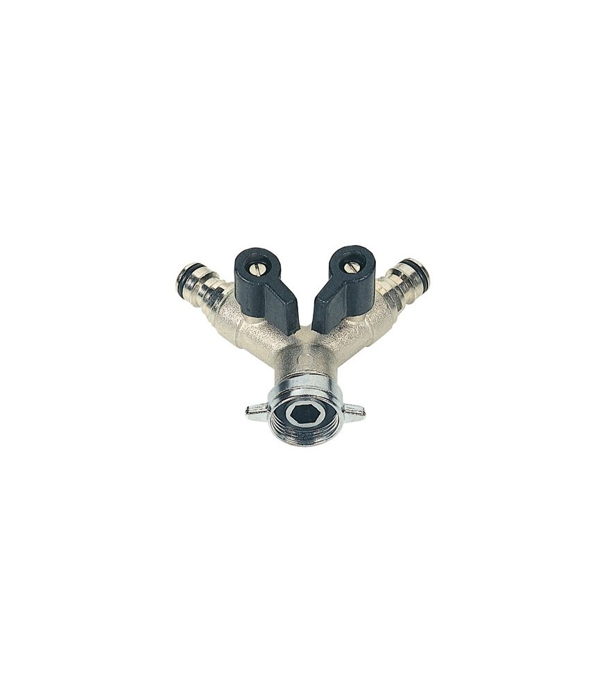 Nez de robinet 2 voies pour raccord automatique - 20 x 27 mm - CAP VERT Nez de robinet 2 voies pour raccord automatique - 20 x 27 mm - CAP VERT