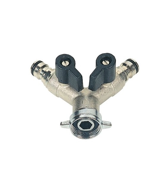 Nez de robinet 2 voies pour raccord automatique - 20 x 27 mm - CAP VERT