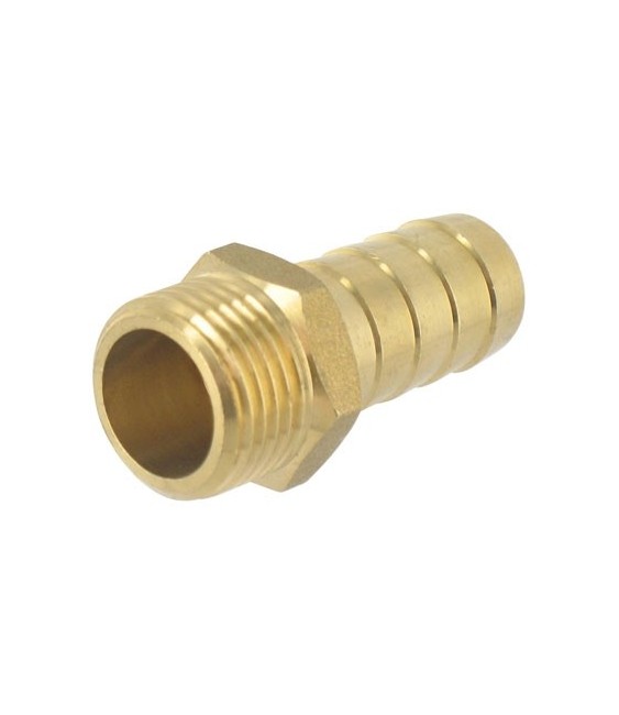Embout 6 pans droit en laiton cannelé Mâle -  19 mm - 20 x 27 mm - CAP VERT