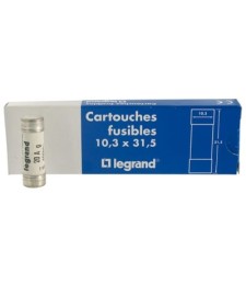 Cartouche domestique cylindrique - 20 A - 31.5 x 10.3 mm - Avec voyant - Lot de 10 - LEGRAND