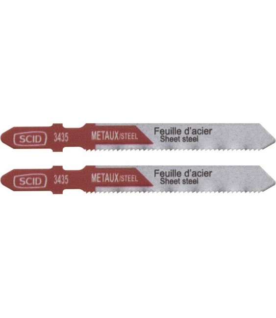 Lame de scie sauteuse métal HSS accroche en T SCID - Pas de dent 1.2 mm - Longueur 75 mm - Vendu par 2