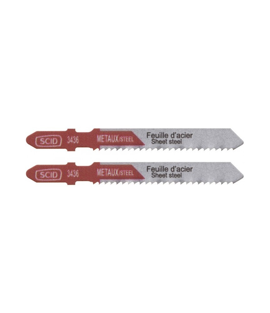 Lame de scie sauteuse métal HSS accroche en T SCID - Epaisseur 1 mm - Longueur 75 mm - Vendu par 2 Lame de scie sauteuse métal HSS accroche en T SCID - Epaisseur 1 mm - Longueur 75 mm - Vendu par 2