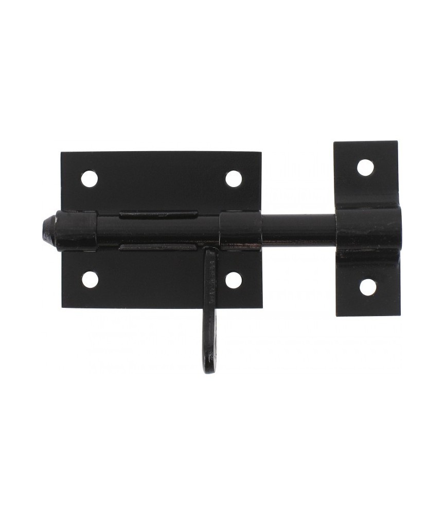 Verrou de box à gland avec gâche -  8 mm - Noir - MERMIER