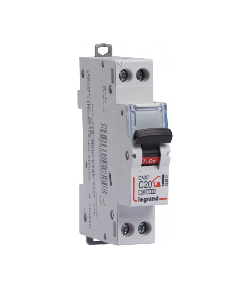 Disjoncteur DNX unipolaire + neutre - Type C - 20A - LEGRAND Disjoncteur DNX unipolaire + neutre - Type C - 20A - LEGRAND