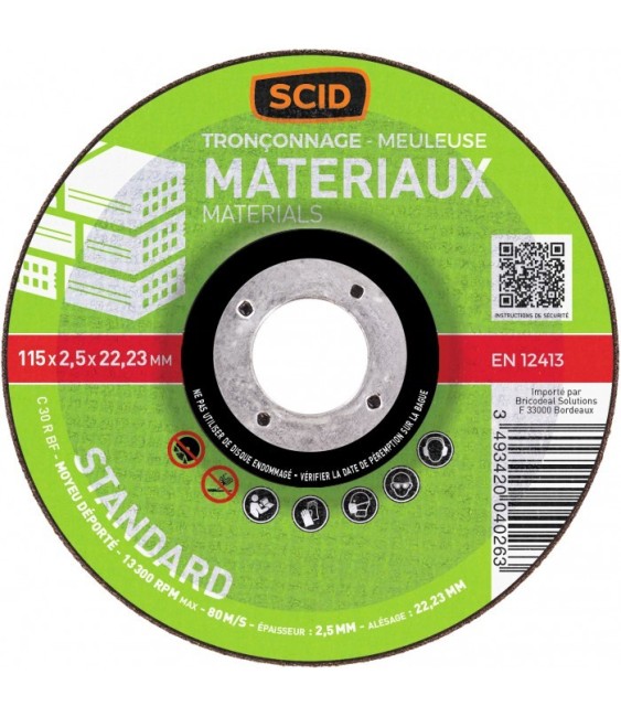 Disque à tronçonner - Usage Standard - 115 x 2.5 mm - SCID