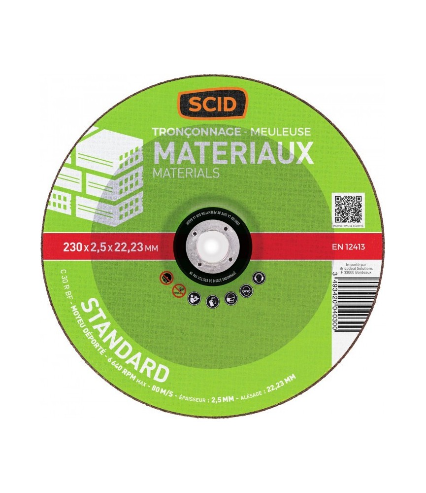 Disque à tronçonner - Usage Standard - 230 x 2.5 mm - SCID