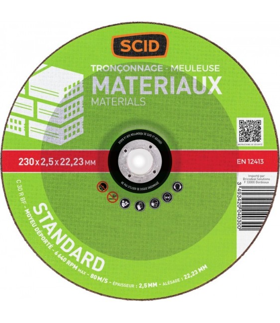 Disque à tronçonner - Usage Standard - 230 x 2.5 mm - SCID