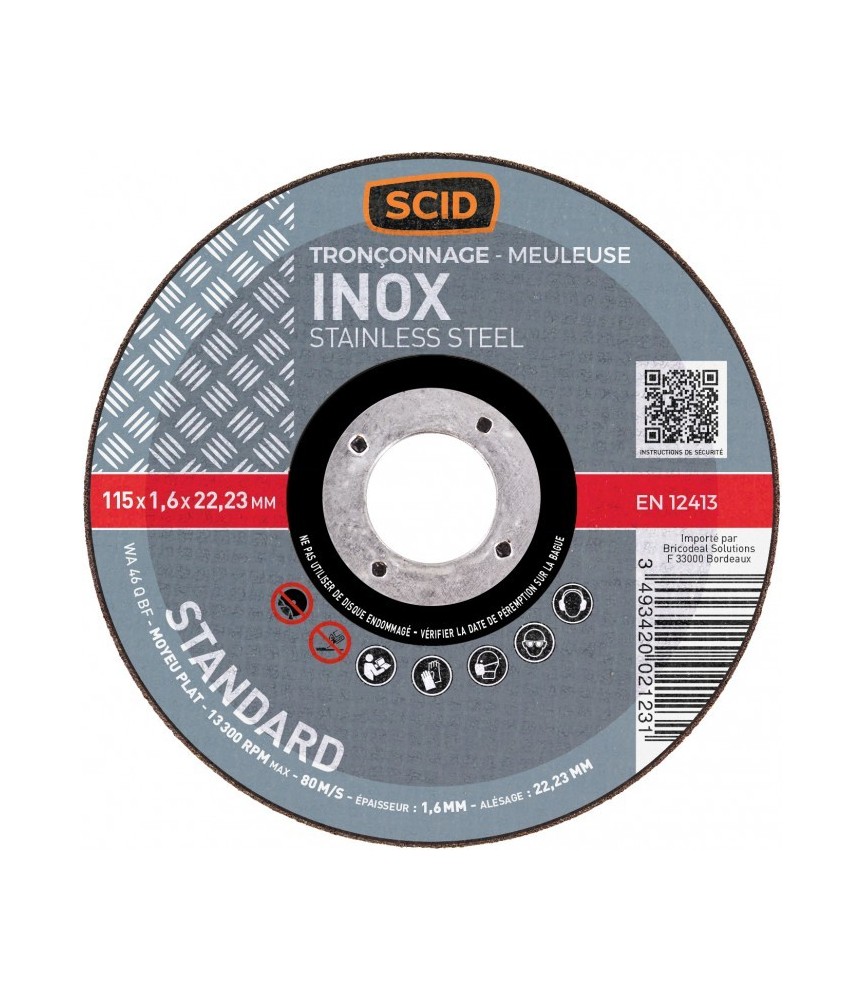 Disque à tronçonner l'Inox - 115 x 1.6 mm - SCID Disque à tronçonner l'Inox - 115 x 1.6 mm - SCID