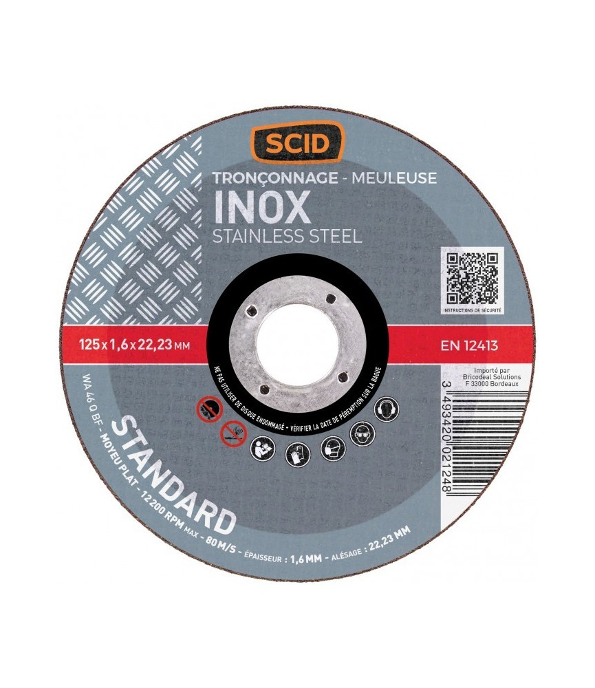 Disque à tronçonner l'Inox - 125 x 1.6 mm - SCID