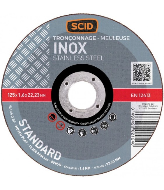 Disque à tronçonner l'Inox - 125 x 1.6 mm - SCID