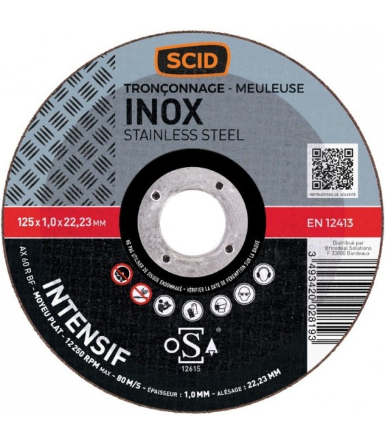 Disque à tronçonner l'Inox - 125 x 1.2 mm - SCID