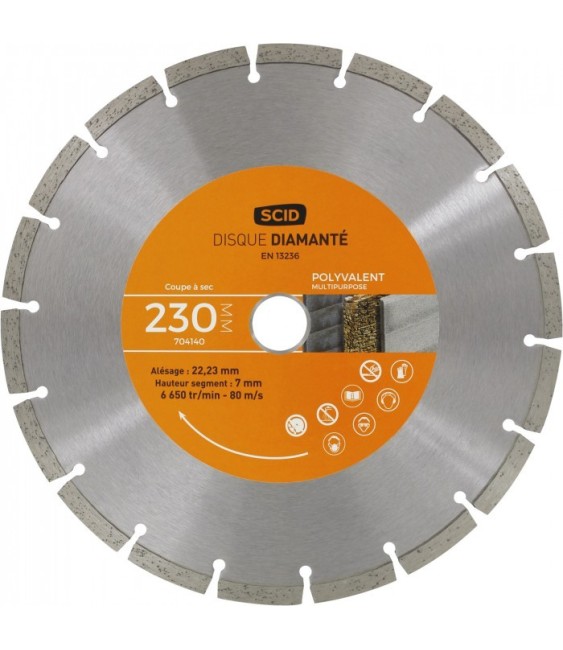 Disque diamant - Couronne segmentée - 230 mm - SCID