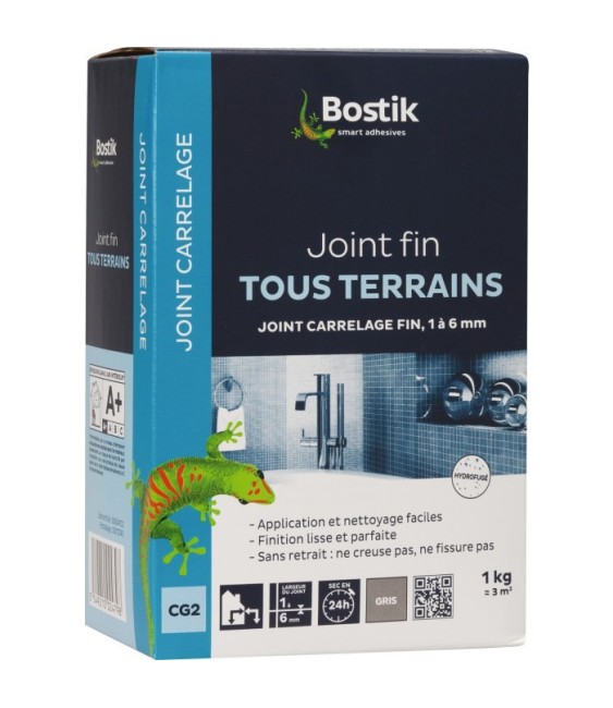 Joint fin en poudre de 1 à 6 mm - Gris - 1 Kg - BOSTIK