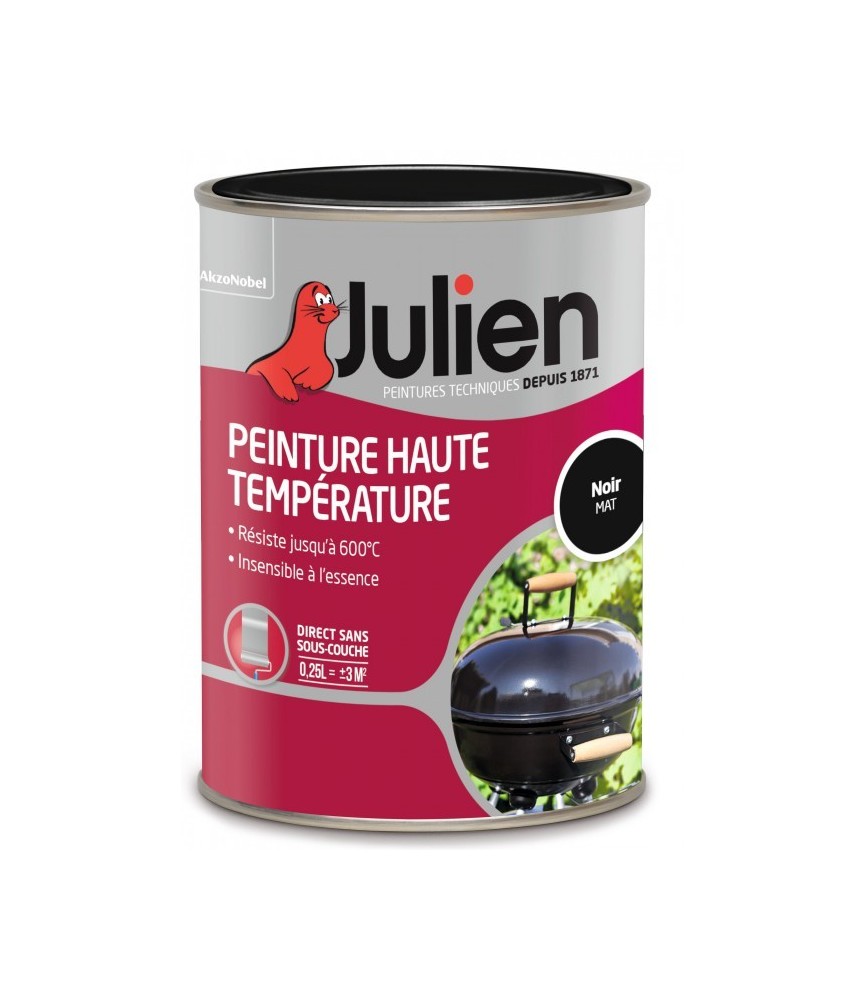 Peinture hautes-températures - Noir - 0.250 L - JULIEN Peinture hautes-températures - Noir - 0.250 L - JULIEN