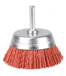 Brosse conique en nylon abrasif sur tige - Rouge -  75 mm - SCID