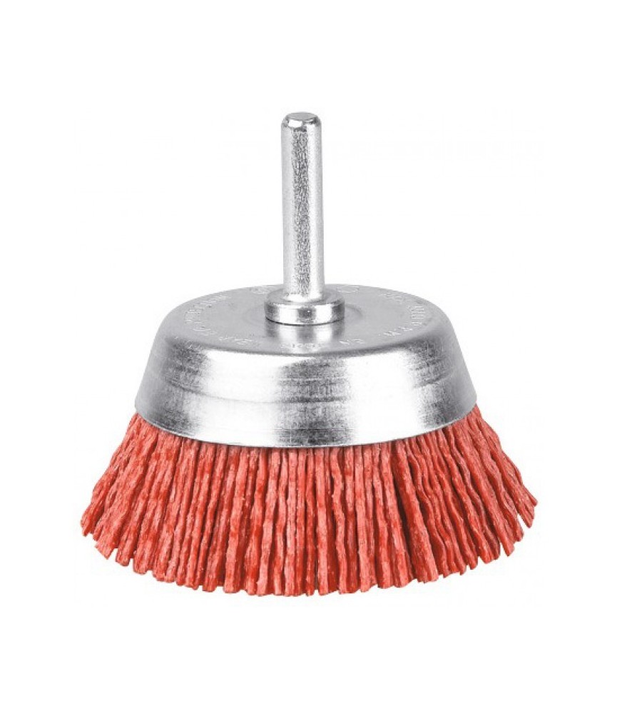 Brosse conique en nylon abrasif sur tige - Rouge -  75 mm - SCID