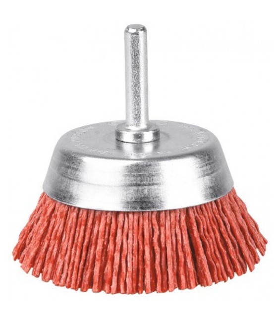 Brosse conique en nylon abrasif sur tige - Rouge -  75 mm - SCID
