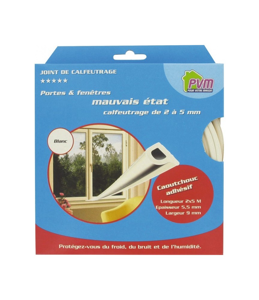 Joint de calfeutrage - Blanc - 10 M - PVM