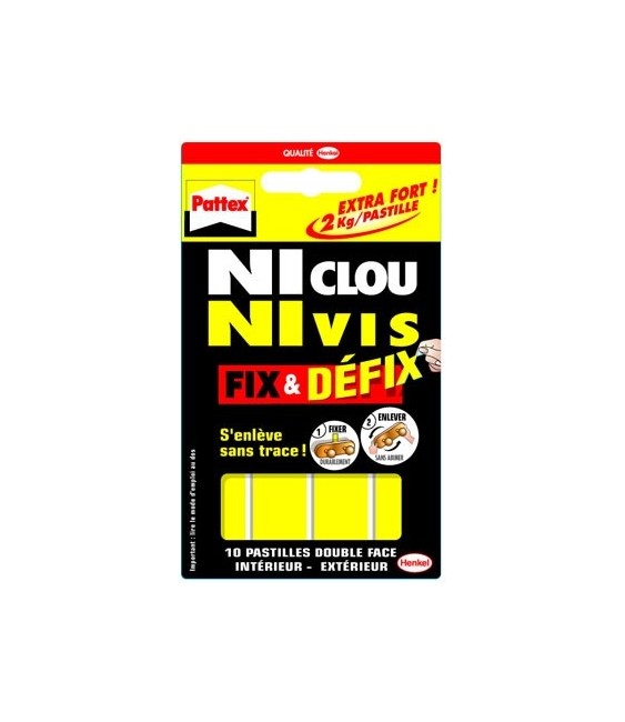 Adhésif double-face Fix&Defix - Pastilles - Ni clou ni vis - PATTEX