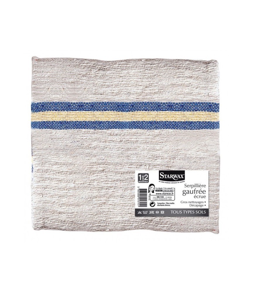 Serpillière gaufrée écrue double 50x100 cm - STARWAX Serpillière gaufrée écrue double 50x100 cm - STARWAX