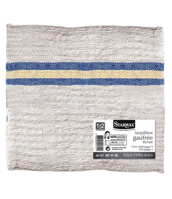 Serpillière gaufrée écrue double 50x100 cm - STARWAX