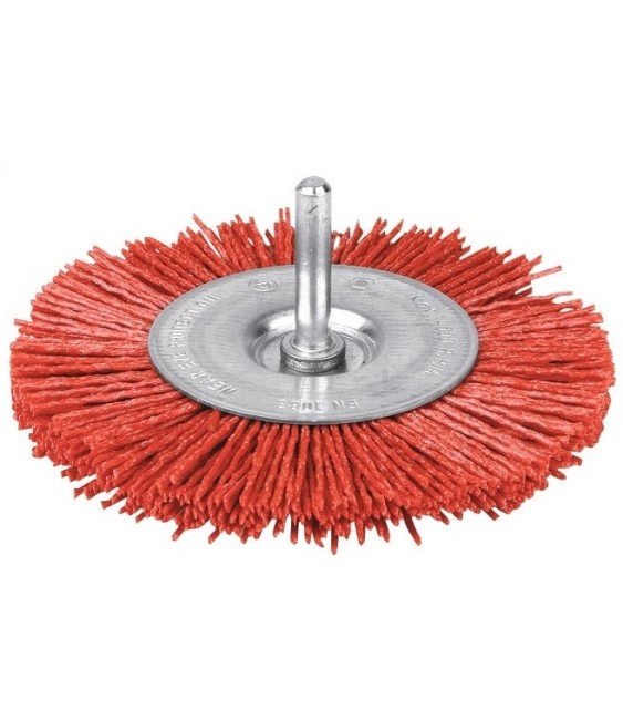 Brosse circulaire nylon abrasif sur tige - Rouge - 100 mm - SCID