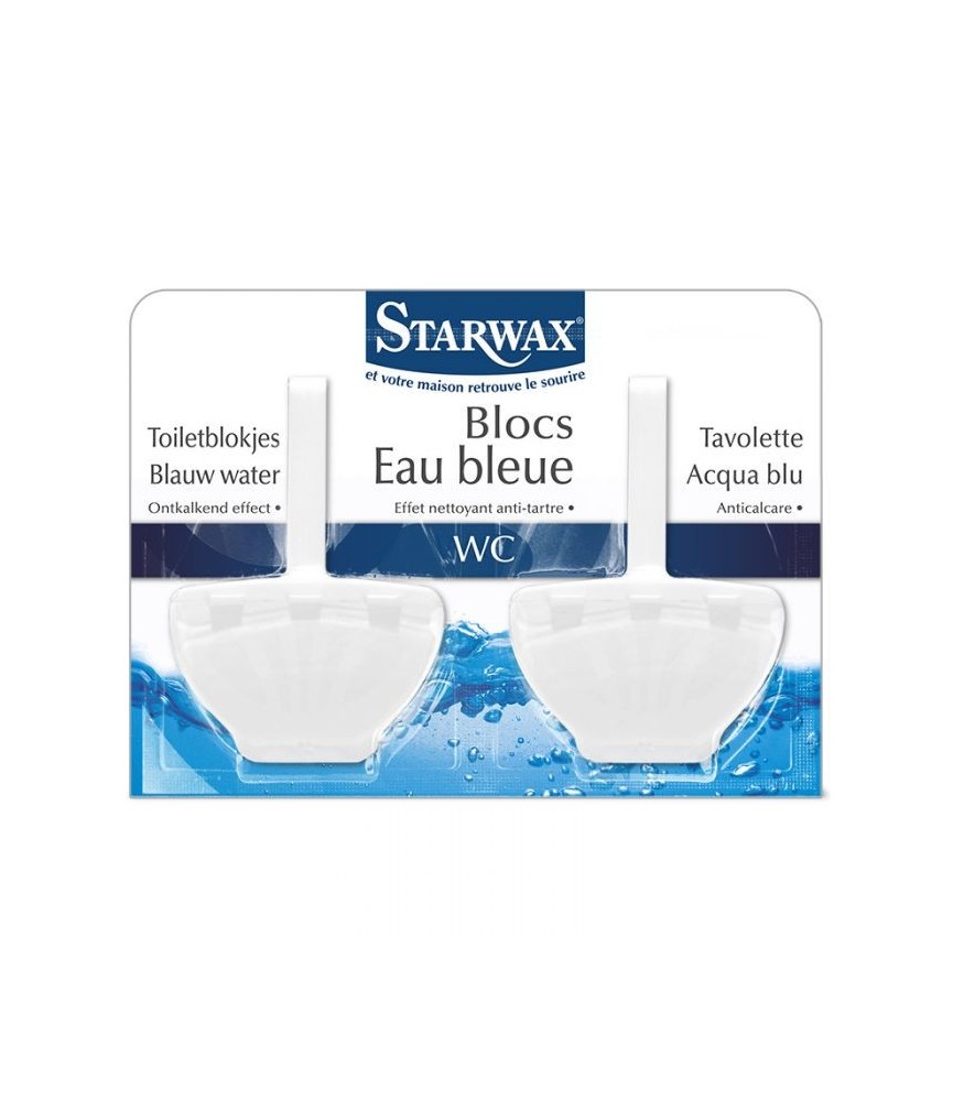Blocs cuvettes wc eau bleue 2x40gr - STARWAX Blocs cuvettes wc eau bleue 2x40gr - STARWAX