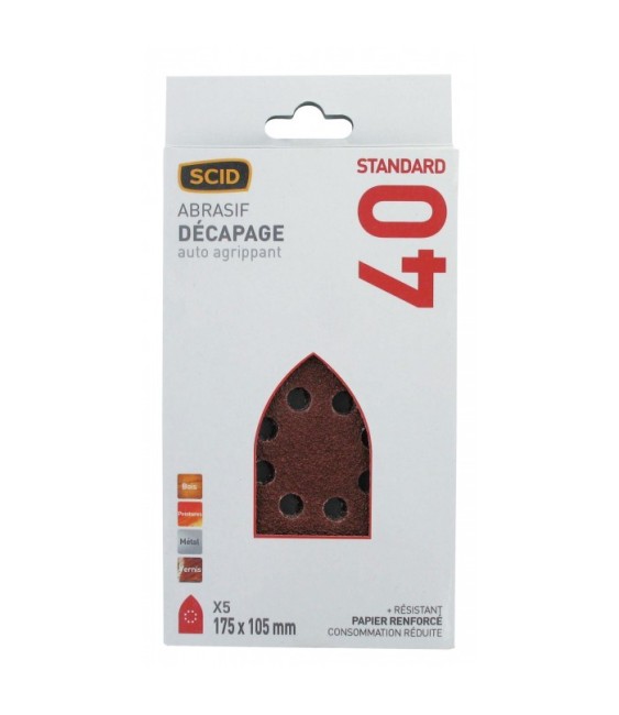 Patin auto-agrippant Iron 175 x 105 mm - Grain 40 - Vendu par 5 - SCID