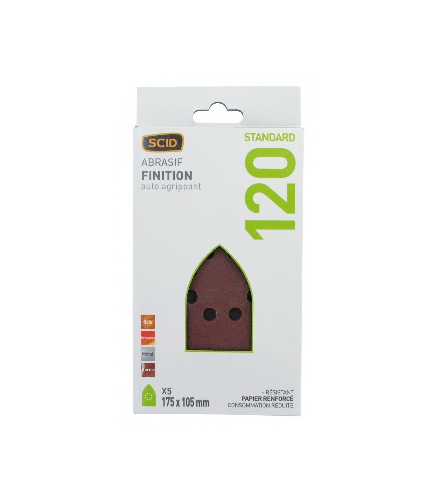 Patin auto-agrippant Iron 175 x 105 mm - Grain 120 - Vendu par 5 - SCID
