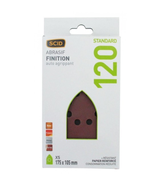 Patin auto-agrippant Iron 175 x 105 mm - Grain 120 - Vendu par 5 - SCID