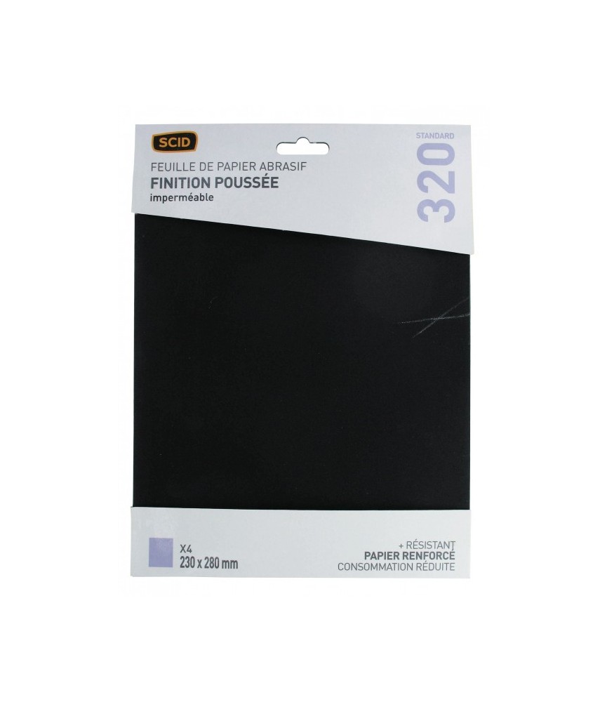 Papier imperméable - 230 x 280 mm - Grain 320 - Lot de 4 - SCID
