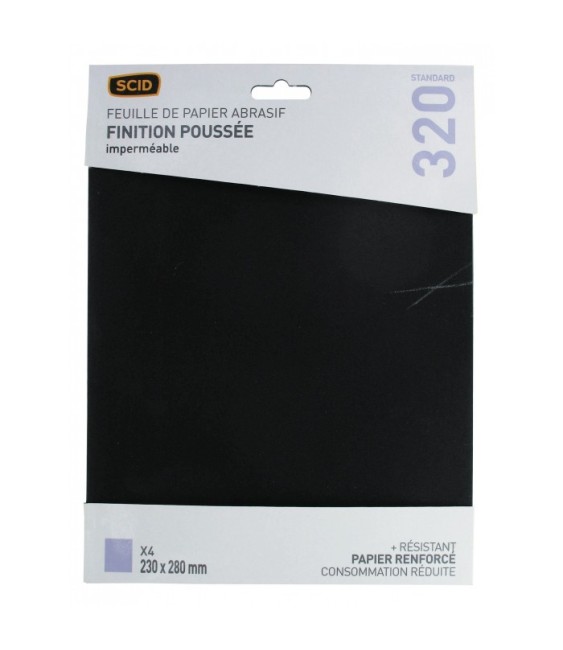 Papier imperméable - 230 x 280 mm - Grain 320 - Lot de 4 - SCID